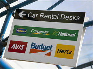 car rental signs at airport